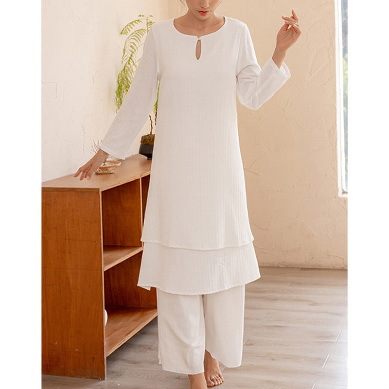 Buddha Stones2点セット シンプルデザイン 太極拳 瞑想 ヨガウェア トップス パンツ レディース セット - image 2