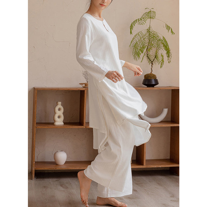 Buddha Stones2点セット シンプルデザイン 太極拳 瞑想 ヨガウェア トップス パンツ レディース セット