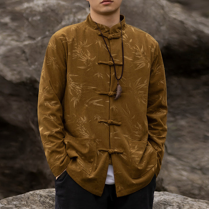 Buddha Stonesと竹の葉の衣装、中国唐装ジャケットコート男性用衣装 - image 1