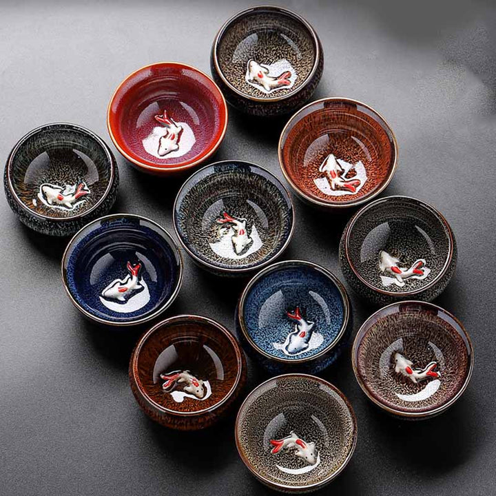 Buddha Stones小さな鯉 窯変 中国 Jianzhan 陶器 ティーカップ カンフー ティーカップ 60ml