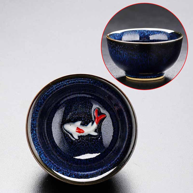 Buddha Stones小さな鯉 窯変 中国 Jianzhan 陶器 ティーカップ カンフー ティーカップ 60ml
