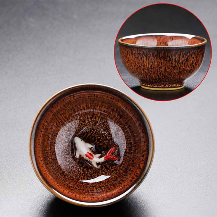 Buddha Stones小さな鯉 窯変 中国 Jianzhan 陶器 ティーカップ カンフー ティーカップ 60ml