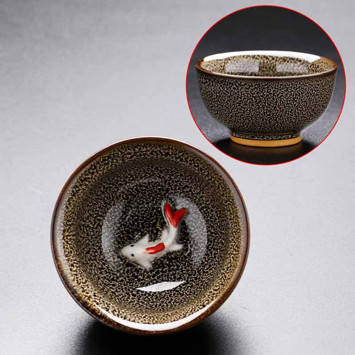 Buddha Stones小さな鯉 窯変 中国 Jianzhan 陶器 ティーカップ カンフー ティーカップ 60ml