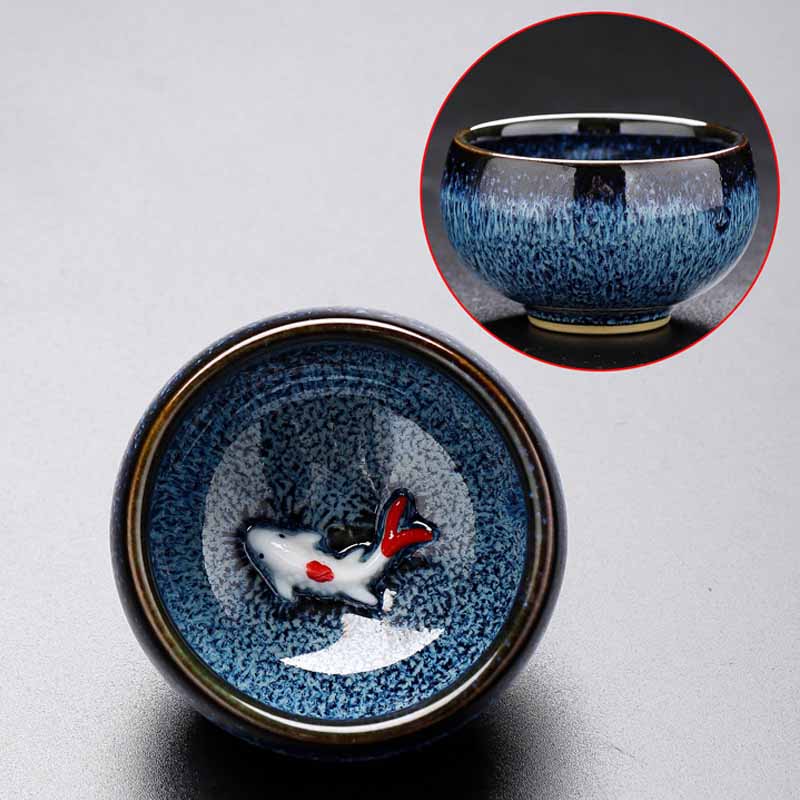 Buddha Stones小さな鯉 窯変 中国 Jianzhan 陶器 ティーカップ カンフー ティーカップ 60ml