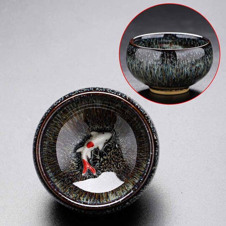 Buddha Stones小さな鯉 窯変 中国 Jianzhan 陶器 ティーカップ カンフー ティーカップ 60ml