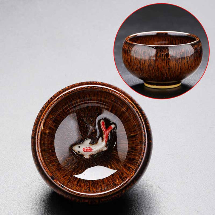 Buddha Stones小さな鯉 窯変 中国 Jianzhan 陶器 ティーカップ カンフー ティーカップ 60ml