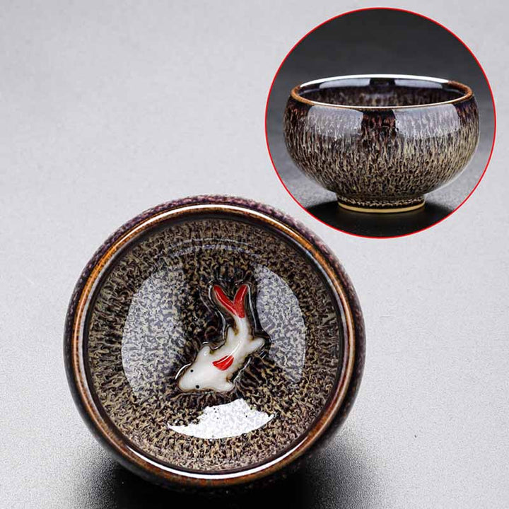 Buddha Stones小さな鯉 窯変 中国 Jianzhan 陶器 ティーカップ カンフー ティーカップ 60ml