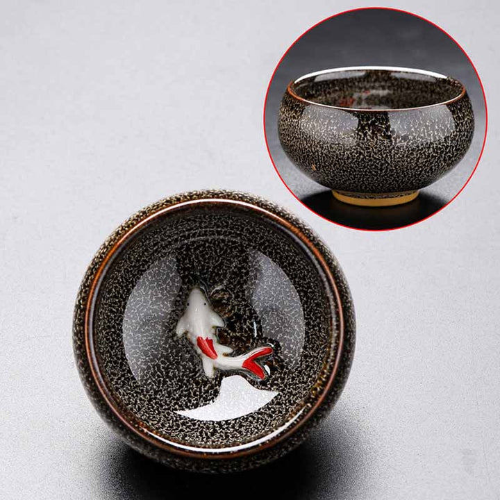 Buddha Stones小さな鯉 窯変 中国 Jianzhan 陶器 ティーカップ カンフー ティーカップ 60ml