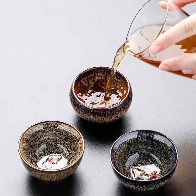 Buddha Stones小さな鯉 窯変 中国 Jianzhan 陶器 ティーカップ カンフー ティーカップ 60ml