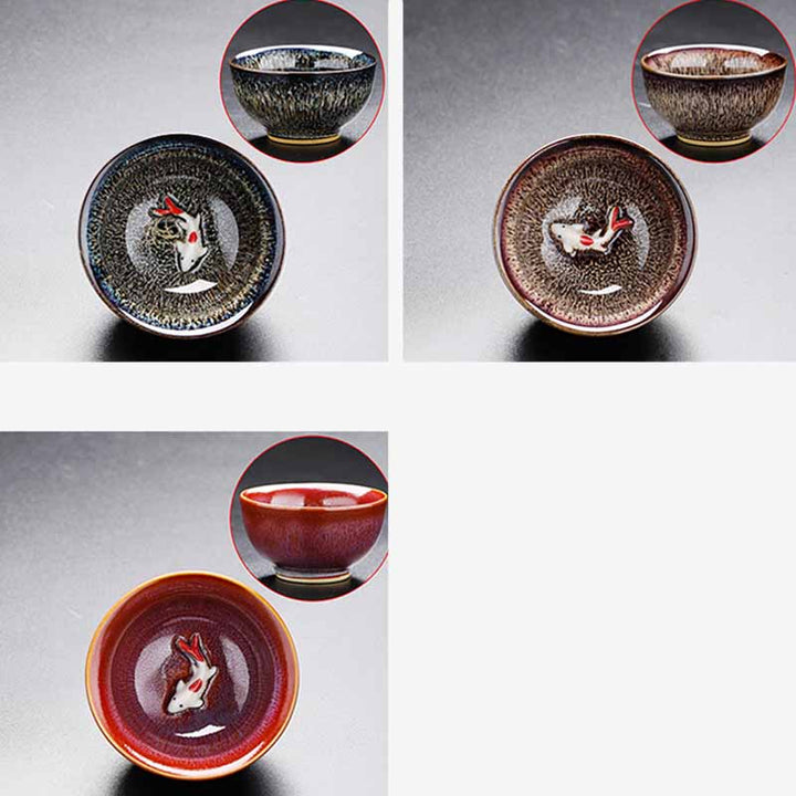 Buddha Stones小さな鯉 窯変 中国 Jianzhan 陶器 ティーカップ カンフー ティーカップ 60ml