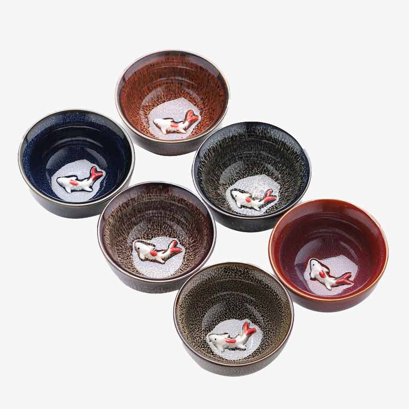 Buddha Stones小さな鯉 窯変 中国 Jianzhan 陶器 ティーカップ カンフー ティーカップ 60ml