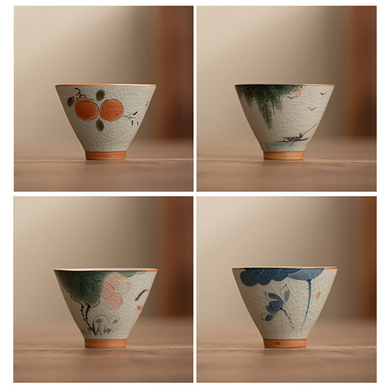 Buddha Stones柿舟 鯉 蓮 陶器 ティーカップ カンフーティーカップ 50ml