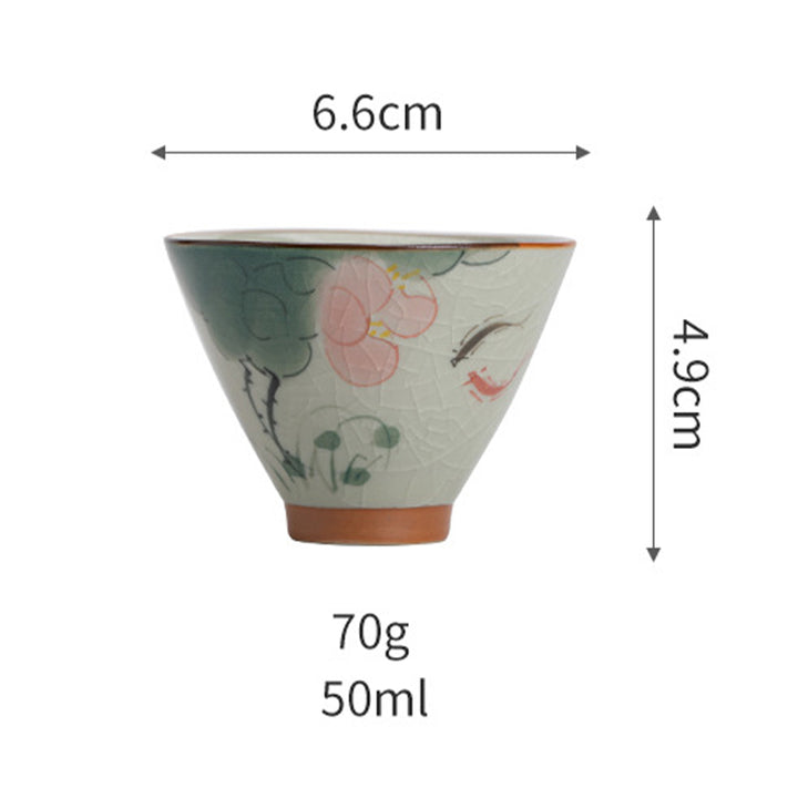 Buddha Stones柿舟 鯉 蓮 陶器 ティーカップ カンフーティーカップ 50ml