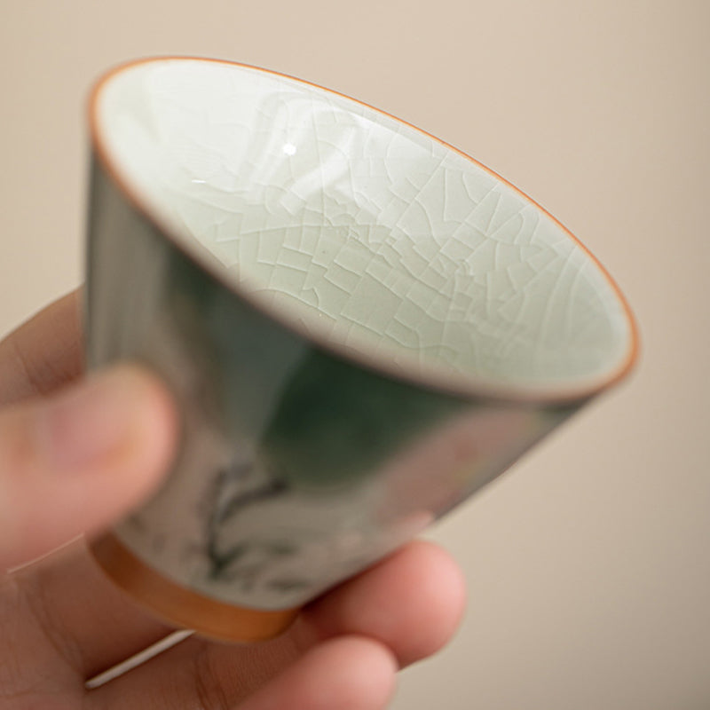 Buddha Stones柿舟 鯉 蓮 陶器 ティーカップ カンフーティーカップ 50ml