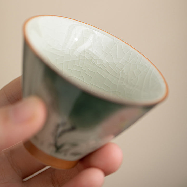 Buddha Stones柿舟 鯉 蓮 陶器 ティーカップ カンフーティーカップ 50ml