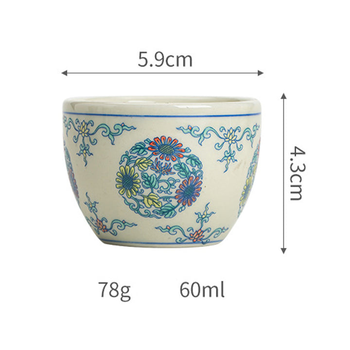 Buddha Stonesアロワナ牡丹ひまわり陶器ティーカップカンフーティーカップ60ml