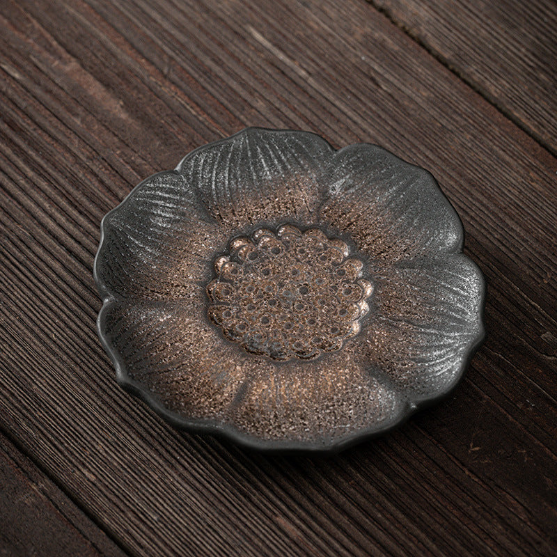 Buddha Stonesヴィンテージ 蓮の花 セラミック カップマット パッド ティーカップ コースター カンフー ティーマット