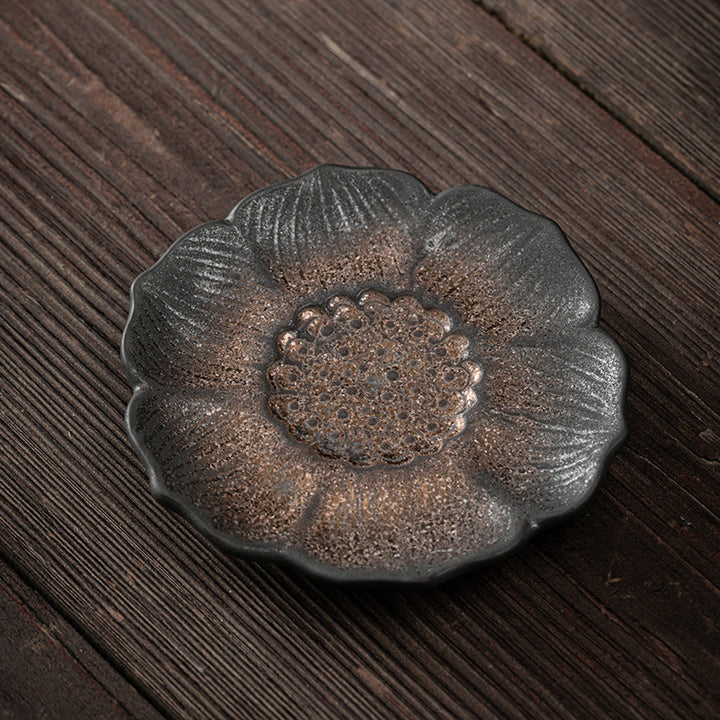 Buddha Stonesヴィンテージ 蓮の花 セラミック カップマット パッド ティーカップ コースター カンフー ティーマット