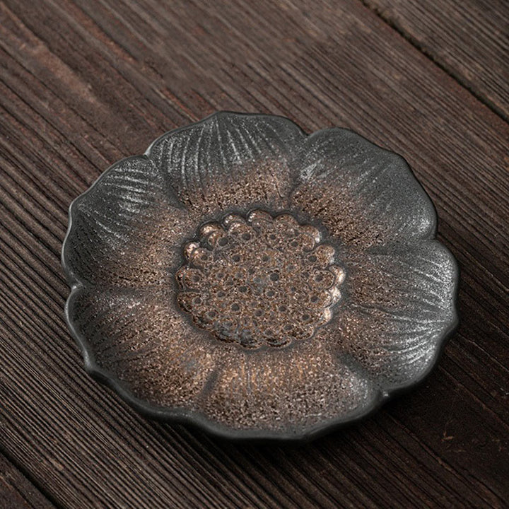Buddha Stonesヴィンテージ 蓮の花 セラミック カップマット パッド ティーカップ コースター カンフー ティーマット