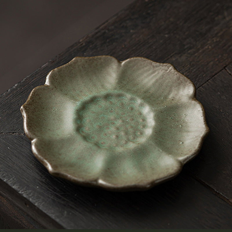 Buddha Stonesヴィンテージ 蓮の花 セラミック カップマット パッド ティーカップ コースター カンフー ティーマット