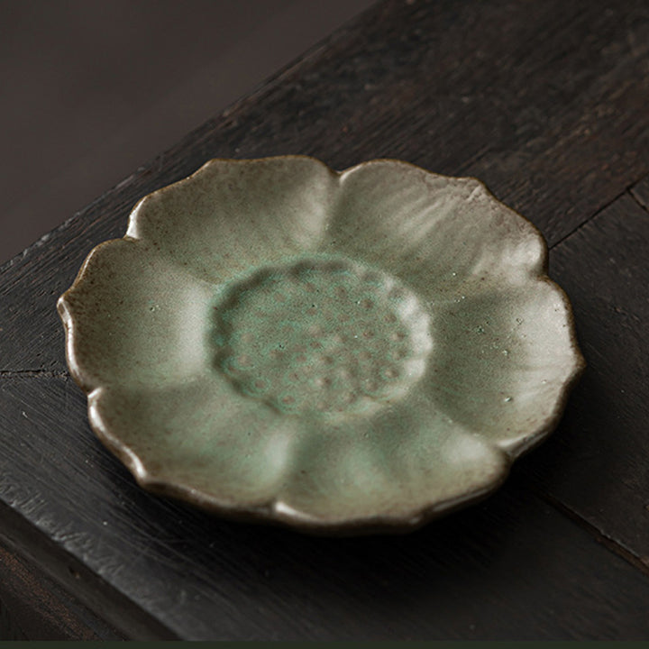 Buddha Stonesヴィンテージ 蓮の花 セラミック カップマット パッド ティーカップ コースター カンフー ティーマット