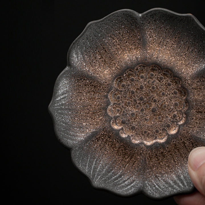 Buddha Stonesヴィンテージ 蓮の花 セラミック カップマット パッド ティーカップ コースター カンフー ティーマット