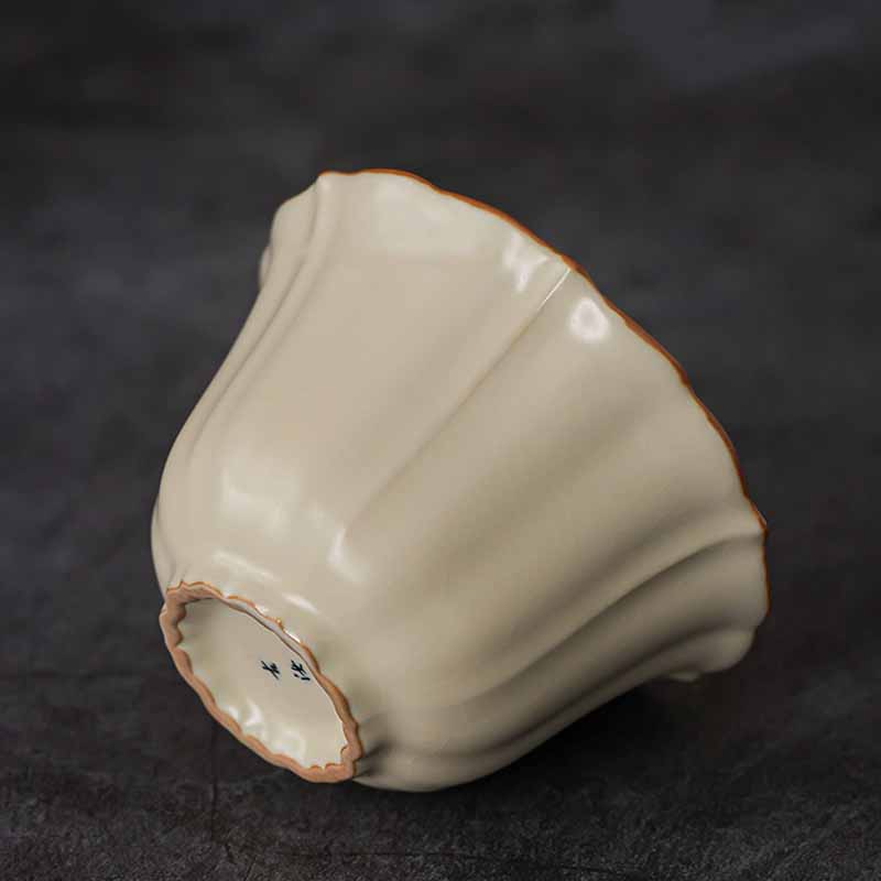 Buddha Stonesベージュ 梅の花 桃の枝 陶器 蓋付き 蓋碗 三彩 ティーカップ カンフーティーカップ