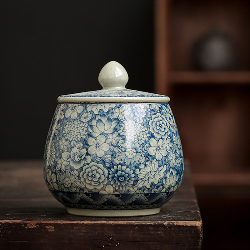Buddha Stones青と白の磁器 中国 功夫茶 陶器 カンフーティーポット カップ ティーフィルター キャニスター