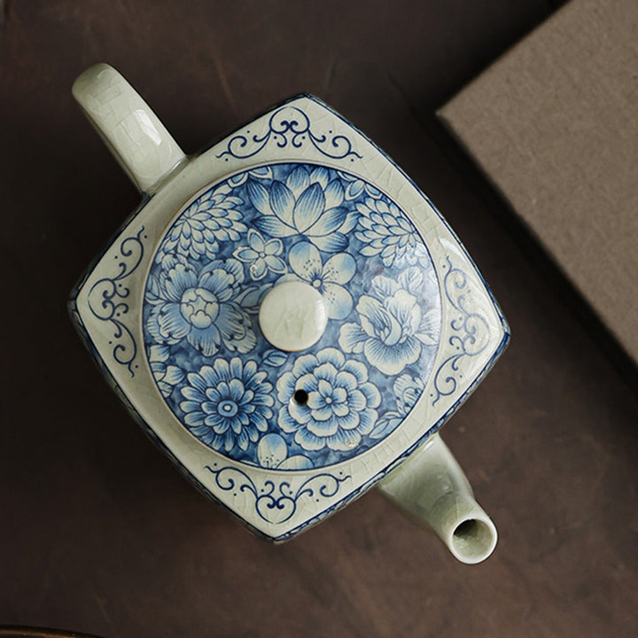 Buddha Stones青と白の磁器 中国 功夫茶 陶器 カンフーティーポット カップ ティーフィルター キャニスター