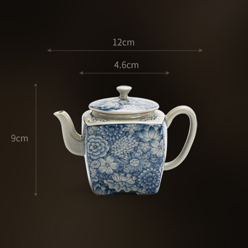 Buddha Stones青と白の磁器 中国 功夫茶 陶器 カンフーティーポット カップ ティーフィルター キャニスター