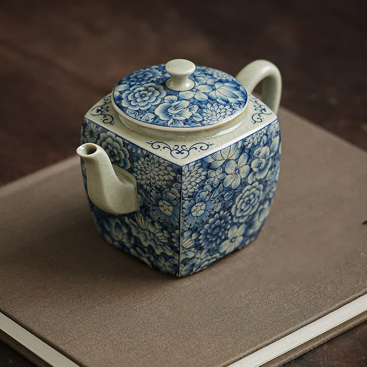 Buddha Stones青と白の磁器 中国 功夫茶 陶器 カンフーティーポット カップ ティーフィルター キャニスター