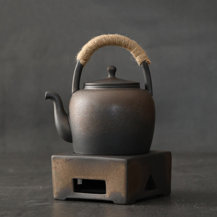 Buddha Stonesレトロ ブラウン 中国 功夫茶 陶器 カンフーティーポット 700ml ベース付き