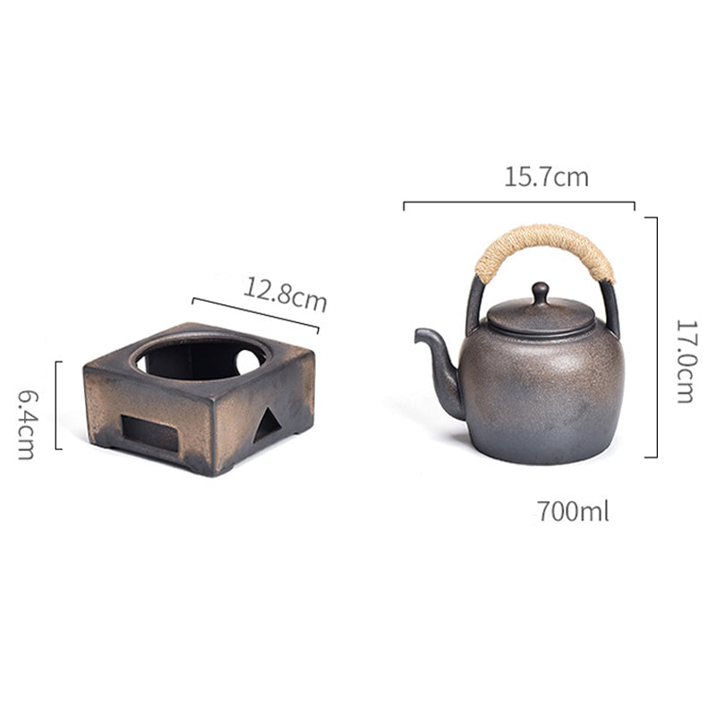 Buddha Stonesレトロ ブラウン 中国 功夫茶 陶器 カンフーティーポット 700ml ベース付き