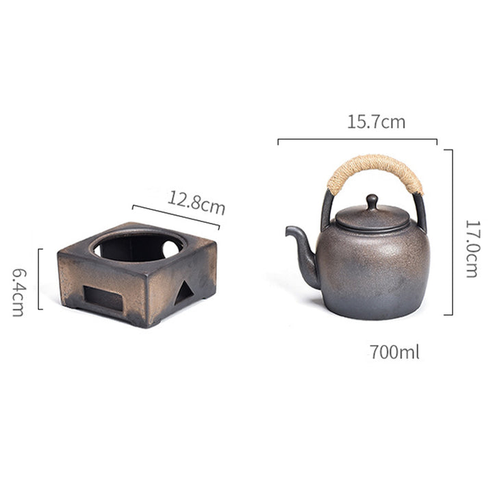 Buddha Stonesレトロ ブラウン 中国 功夫茶 陶器 カンフーティーポット 700ml ベース付き