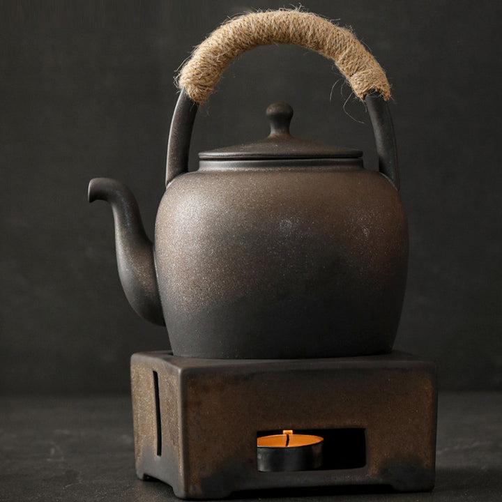 Buddha Stonesレトロ ブラウン 中国 功夫茶 陶器 カンフーティーポット 700ml ベース付き