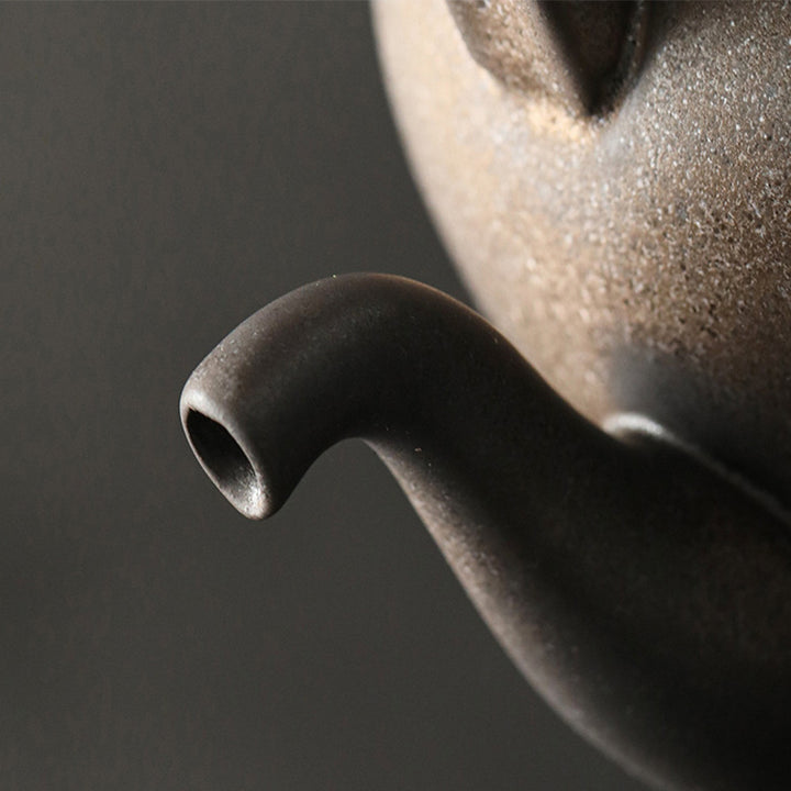 Buddha Stonesレトロ ブラウン 中国 功夫茶 陶器 カンフーティーポット 700ml ベース付き