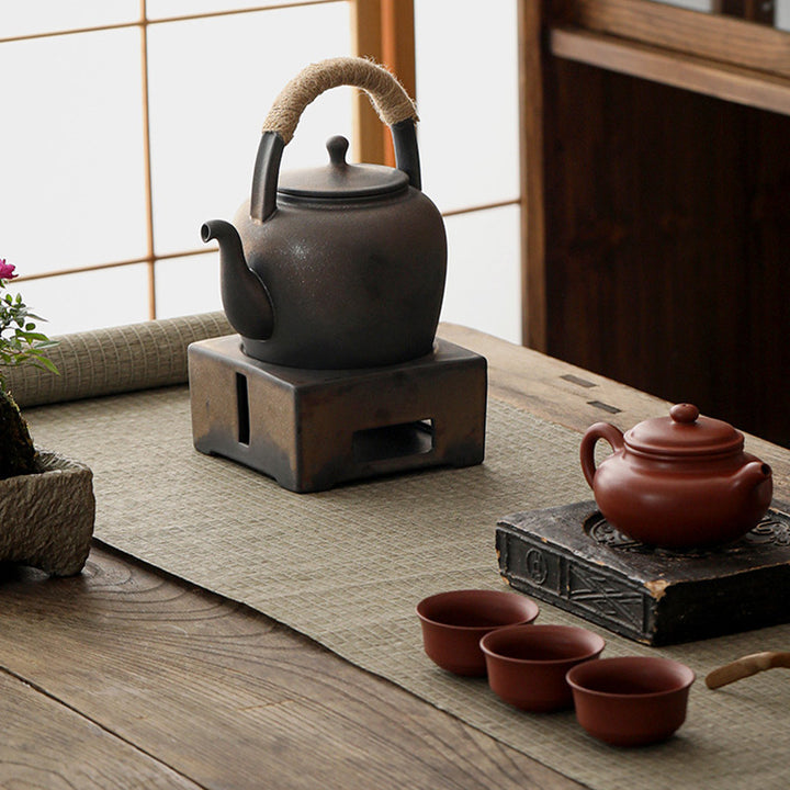 Buddha Stonesレトロ ブラウン 中国 功夫茶 陶器 カンフーティーポット 700ml ベース付き