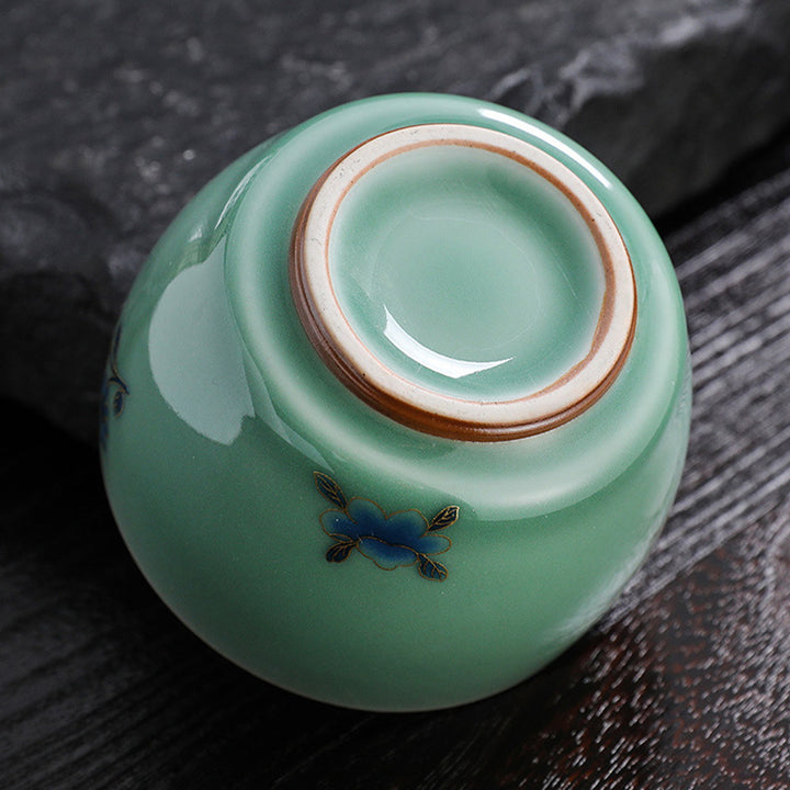 Buddha Stones蝶 金魚 蓮 鯉 陶器 ティーカップ カンフー ティーカップ 120ml