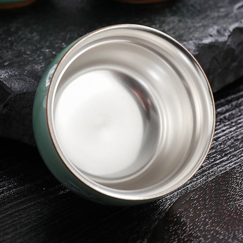 Buddha Stones蝶 金魚 蓮 鯉 陶器 ティーカップ カンフー ティーカップ 120ml