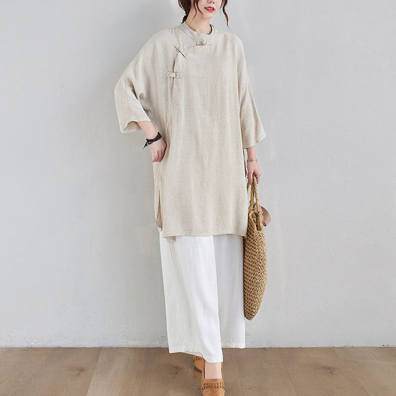 Buddha Stones2点セット 無地デザイン 禅 太極拳 瞑想服 コットンリネン トップス パンツ レディース セット - image 7