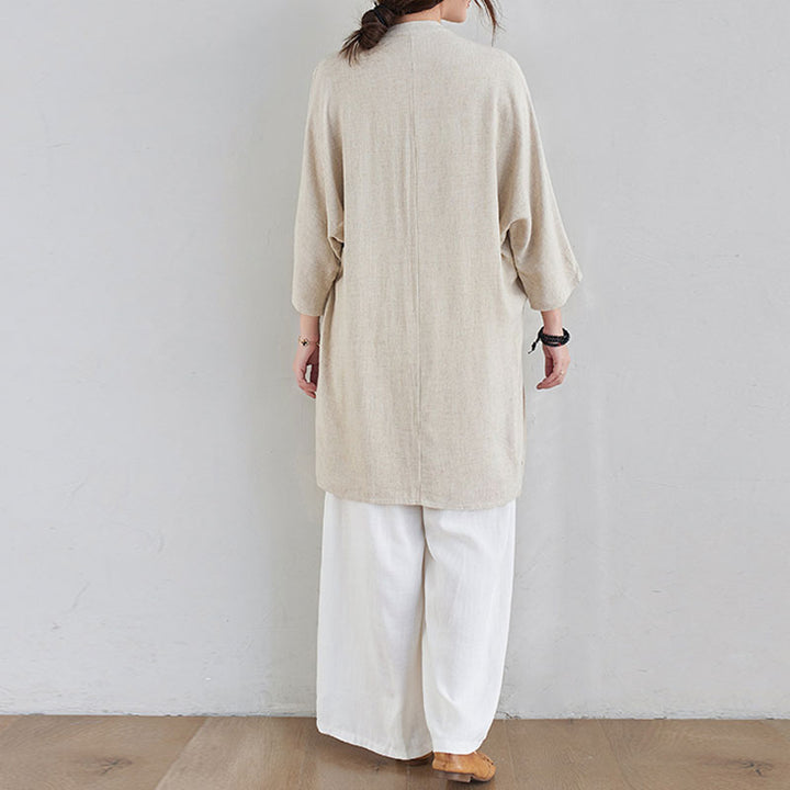Buddha Stones2点セット 無地デザイン 禅 太極拳 瞑想服 コットンリネン トップス パンツ レディース セット - image 4