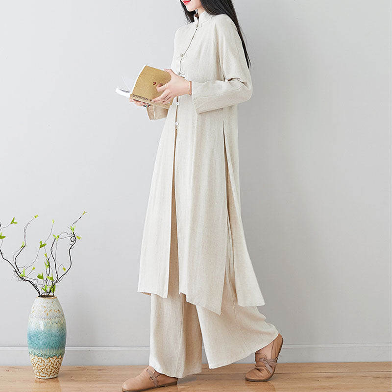 Buddha Stones2個セット 中国風カエルボタンデザイン 禅太極拳瞑想服 トップス＆パンツ レディースセット - image 19