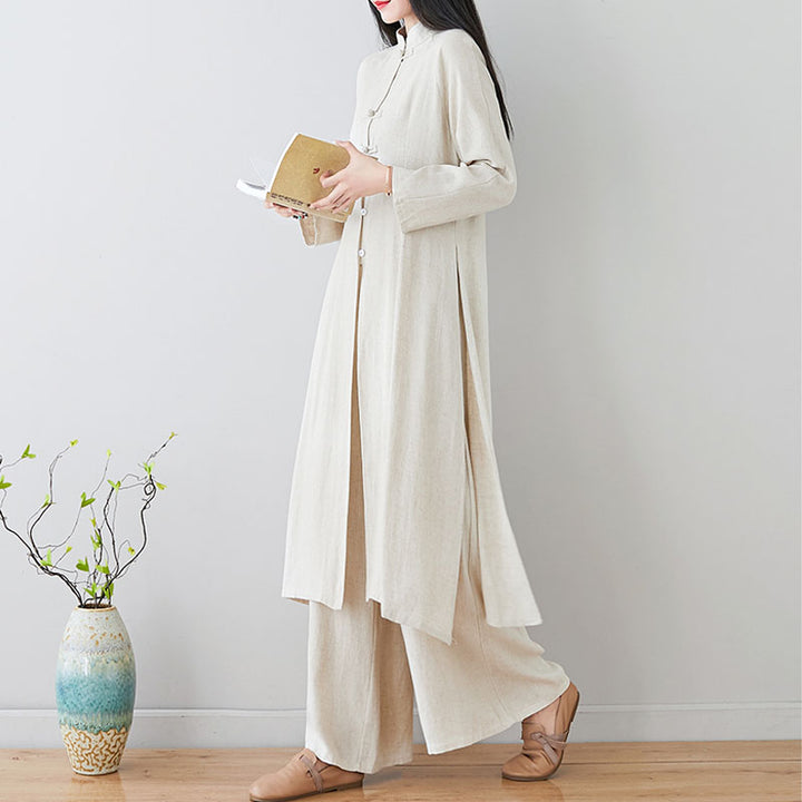 Buddha Stones2個セット 中国風カエルボタンデザイン 禅太極拳瞑想服 トップス＆パンツ レディースセット - image 19