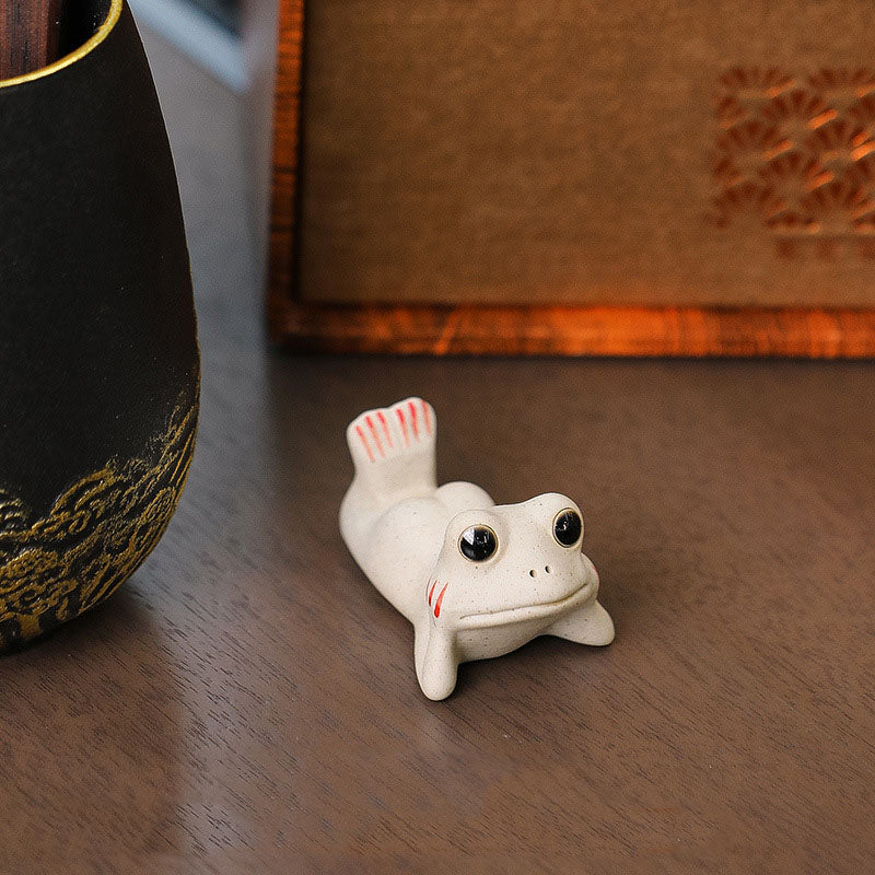 Buddha Stonesミニ 祈るカエル 陶器 富と繁栄 家庭用 ティーペット 置物 装飾