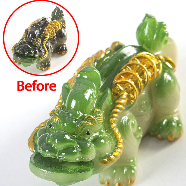 Buddha Stones色が変わる小さな貔貅 銅貨 樹脂製 ティーペット 富の家の置物 装飾