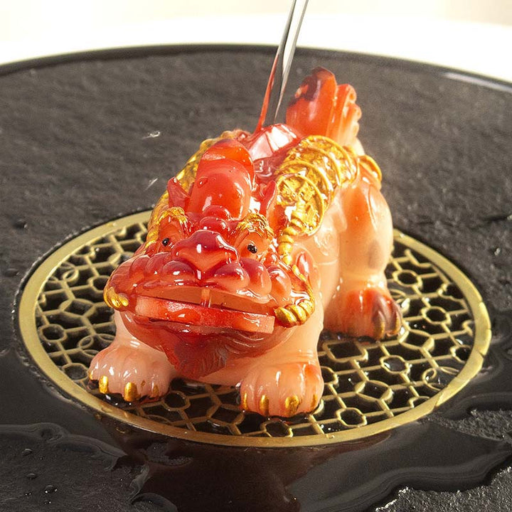 Buddha Stones色が変わる小さな貔貅 銅貨 樹脂製 ティーペット 富の家の置物 装飾