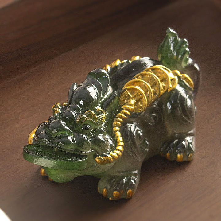 Buddha Stones色が変わる小さな貔貅 銅貨 樹脂製 ティーペット 富の家の置物 装飾