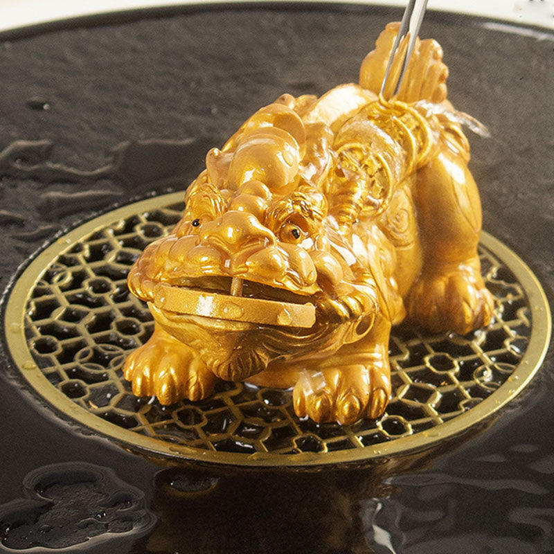Buddha Stones色が変わる小さな貔貅 銅貨 樹脂製 ティーペット 富の家の置物 装飾