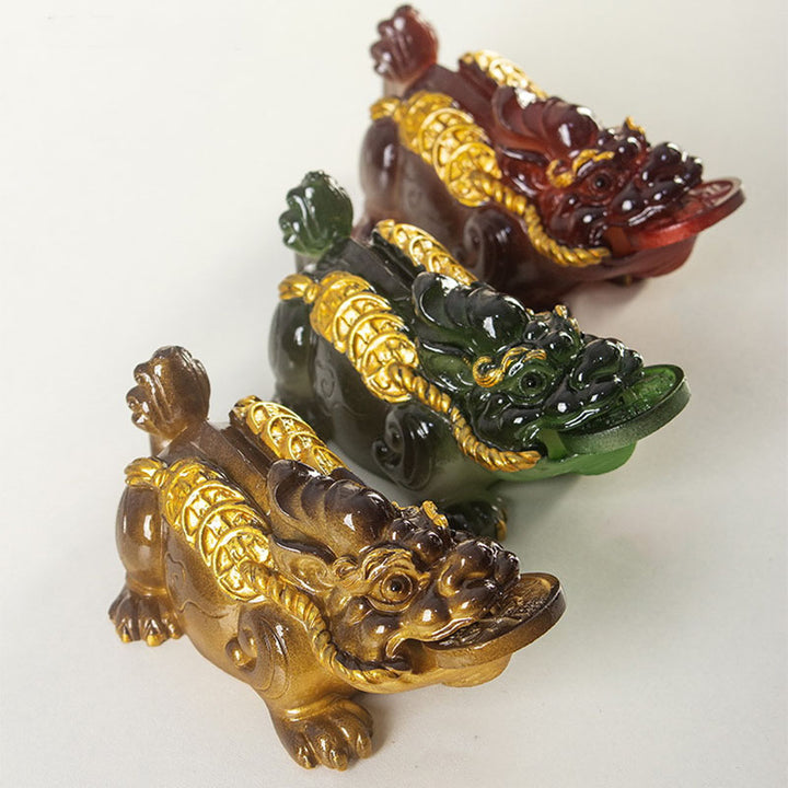 Buddha Stones色が変わる小さな貔貅 銅貨 樹脂製 ティーペット 富の家の置物 装飾