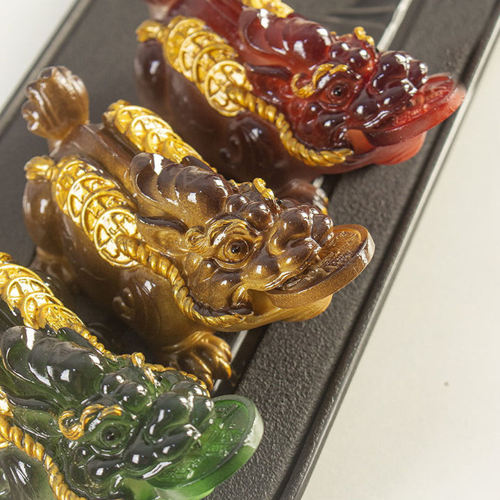 Buddha Stones色が変わる小さな貔貅 銅貨 樹脂製 ティーペット 富の家の置物 装飾